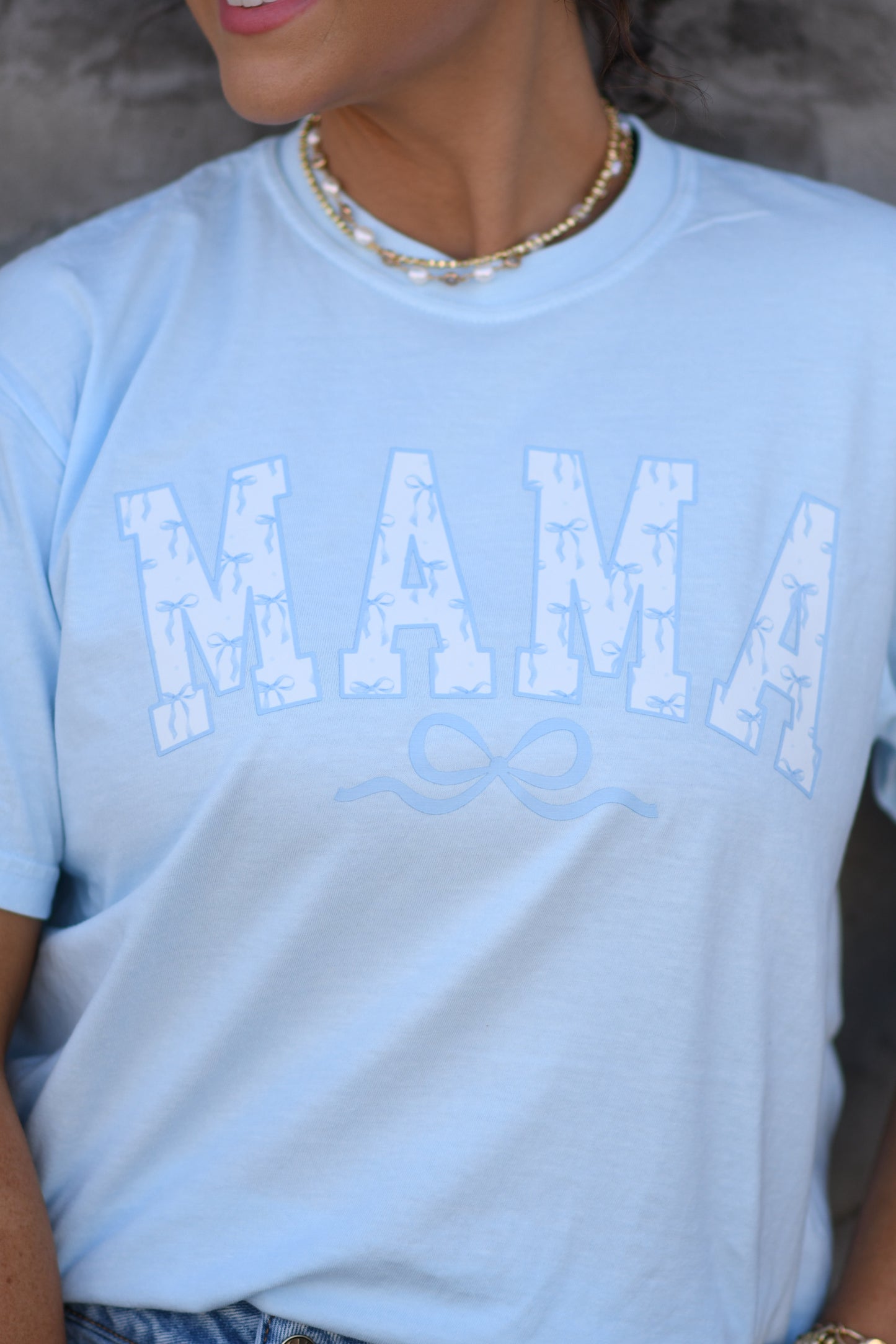 Mama Dainty Blue Bows Tee