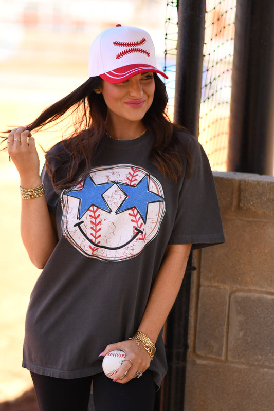 Baseball Star Smiley Tee