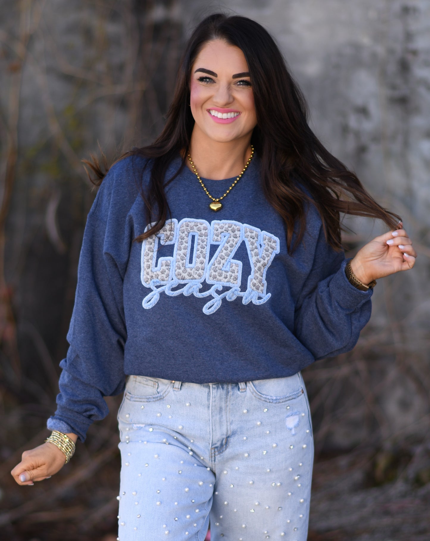 Cozy Season Faux Yarn Leopard Sweatshirt