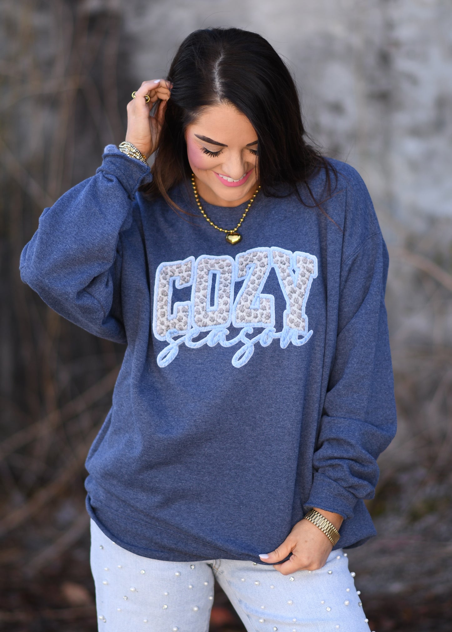 Cozy Season Faux Yarn Leopard Sweatshirt