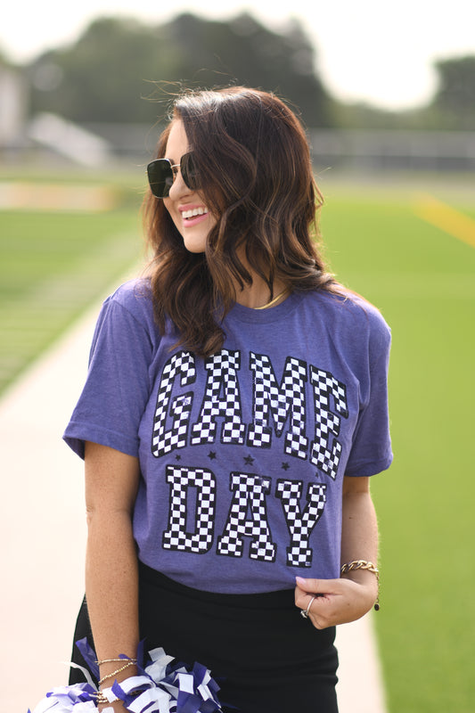 RTS Purple Checkered Game Day Tee