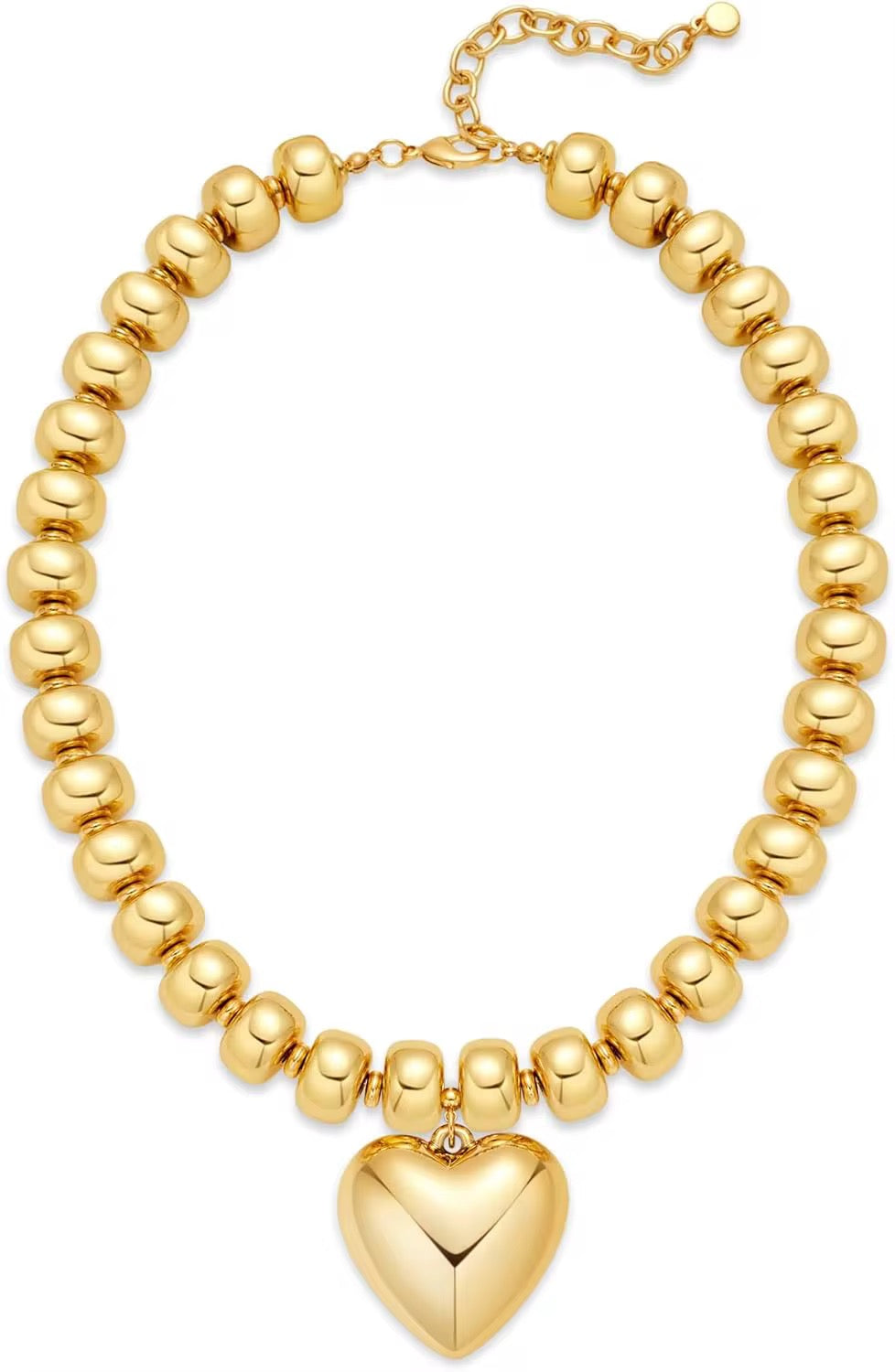 RTS Solid Gold Beaded Heart Necklace