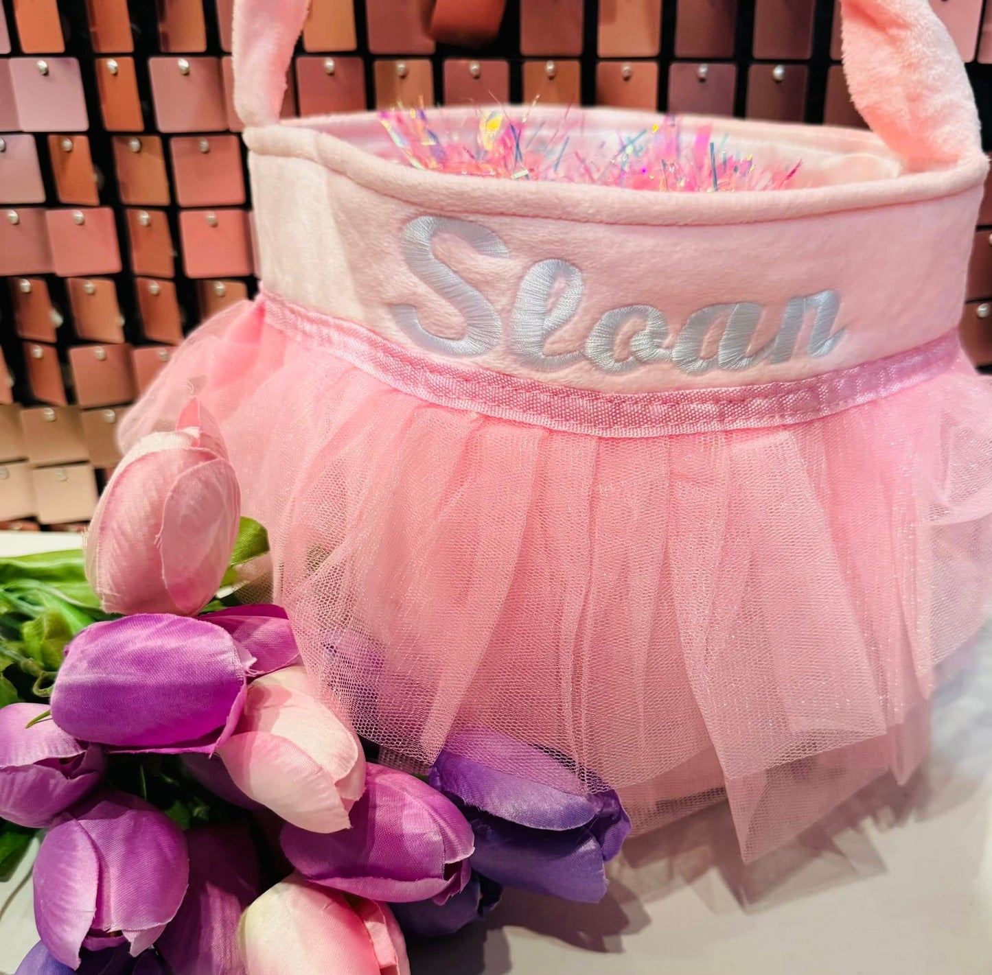 RTS Custom Name Embroidered Tutu Easter Basket