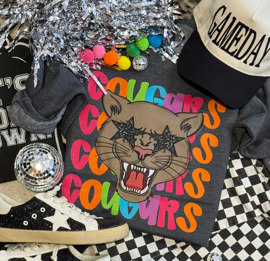 Cougars Neon Mascot Sweatshirt