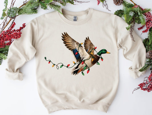 Duck with Christmas Lights Tee/Sweatshirt