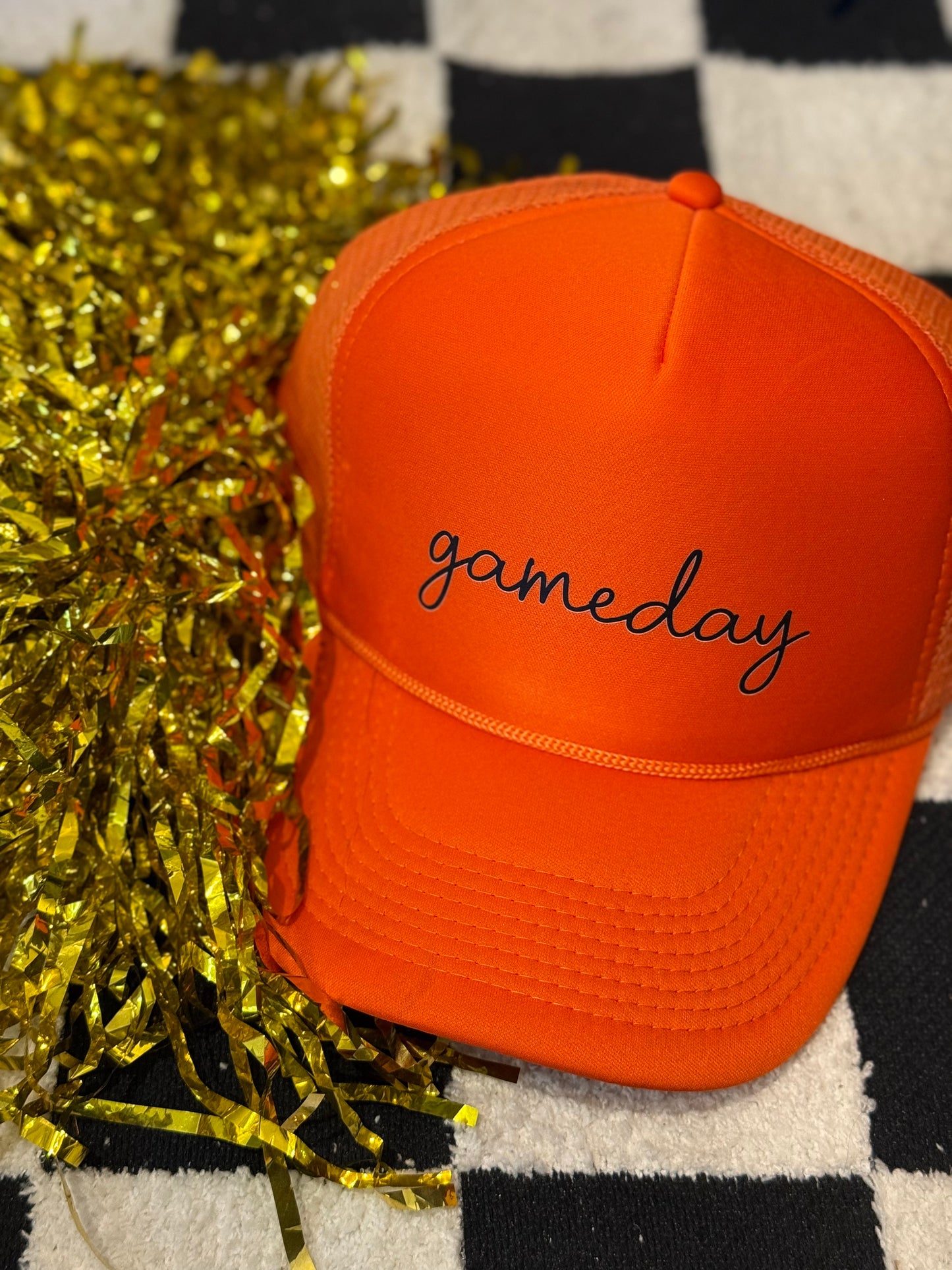 **SALE **Orange game day trucker hat