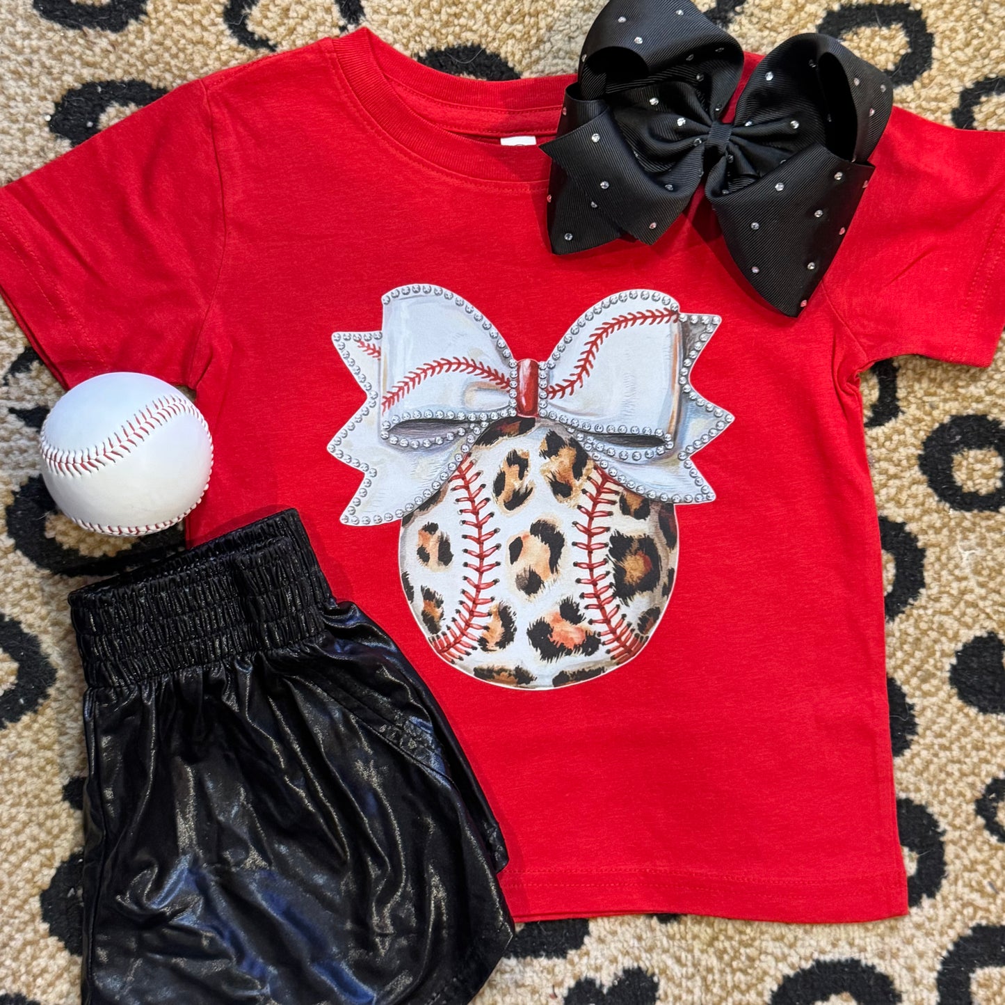 Leopard Baseball Bow Tee