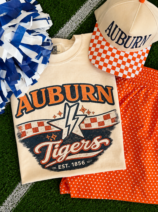 Auburn Checkered Bolt Tee
