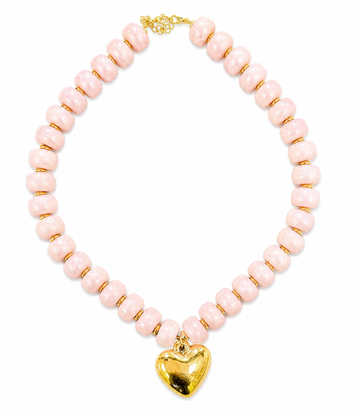 RTS Blush Beaded Heart Necklace