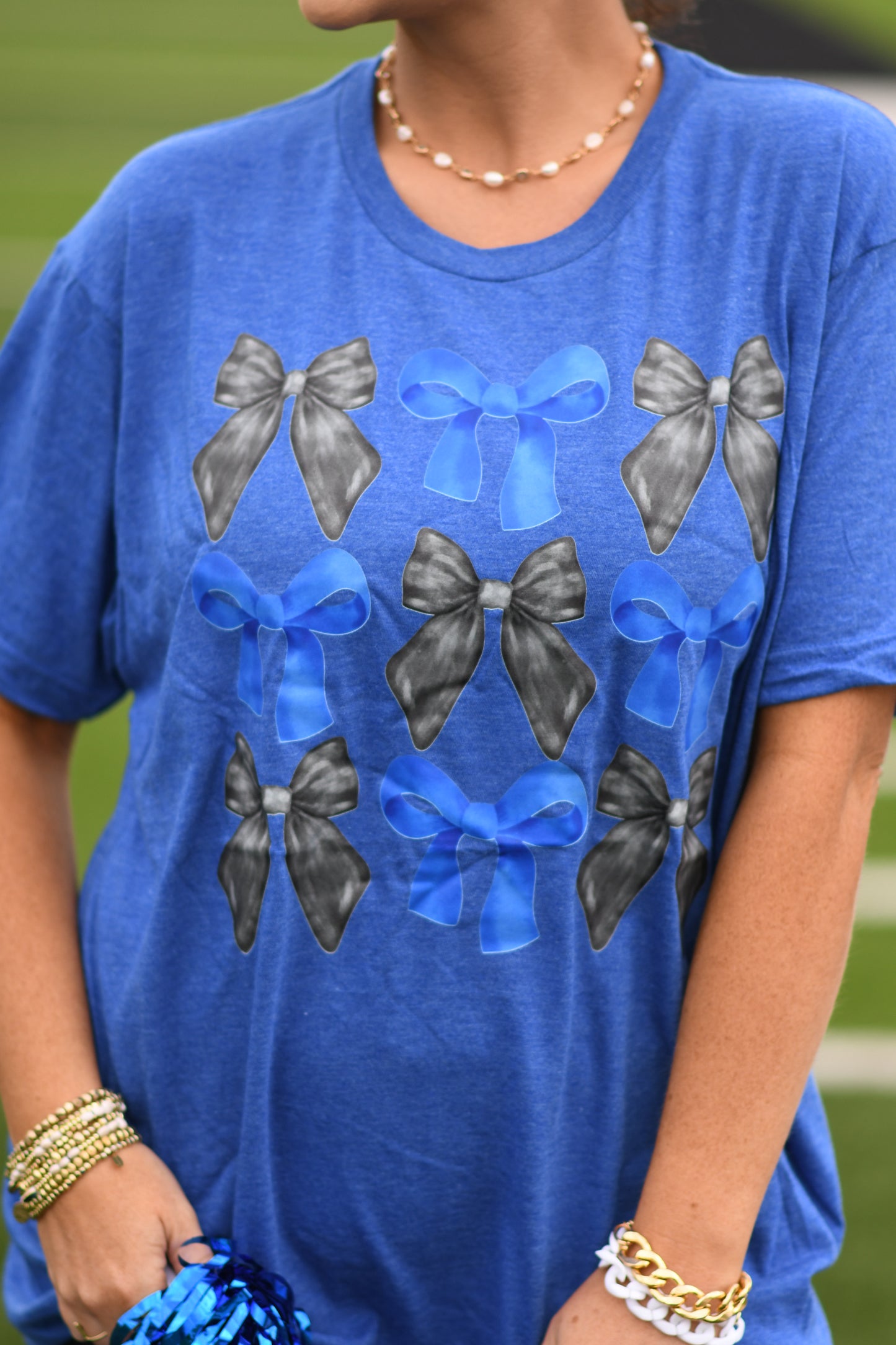 Blue And Black Bows Tee