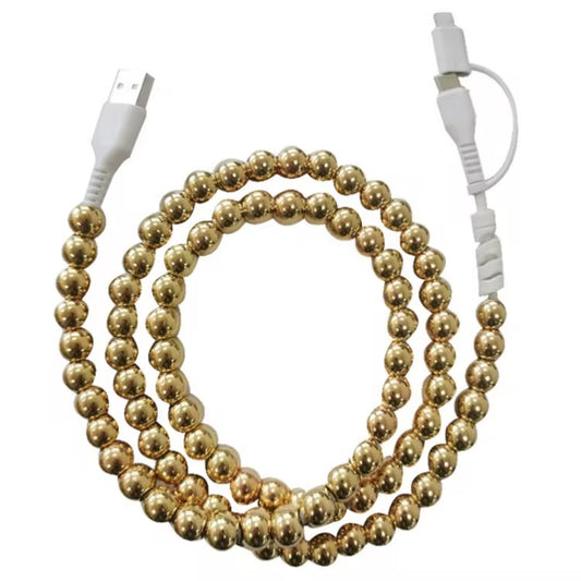 RTS Gold Shiny Combo Beaded Cell Phone Charger