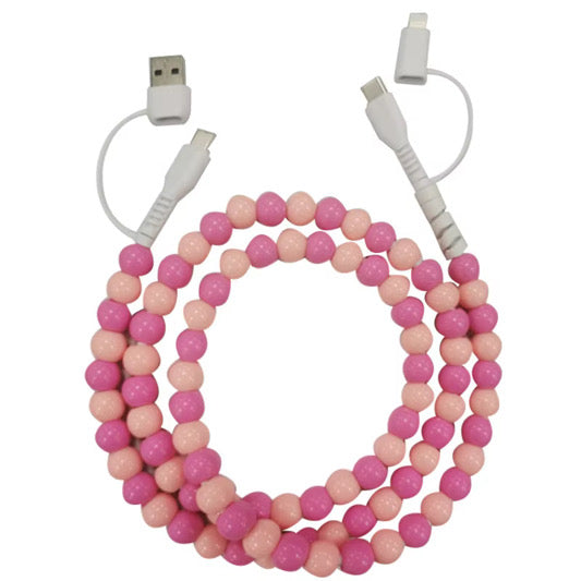 Peach Combo Beaded Cell Phone Charger *PRE ORDER*