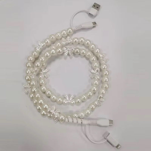 Pearl Bow Combo Beaded Cell Phone Charger *PRE ORDER*