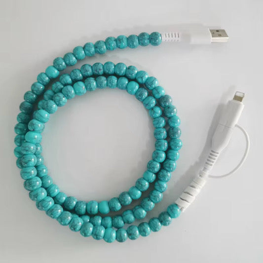 Western Turquoise Combo Beaded Cell Phone Charger *PRE ORDER*