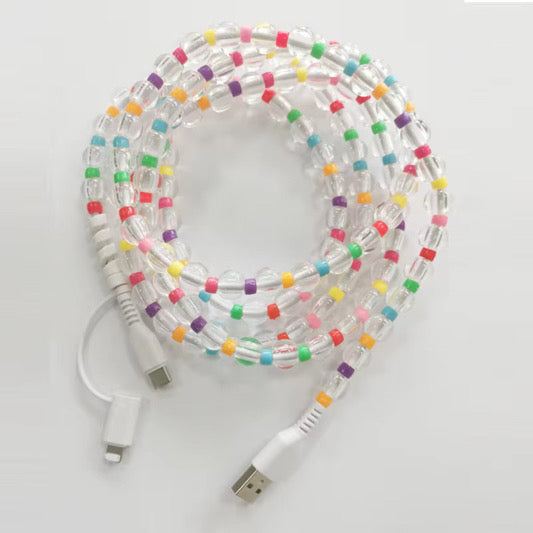 Clear Rainbow Combo Beaded Cell Phone Charger *PRE ORDER*