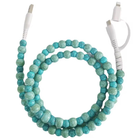 Turquoise Combo Beaded Cell Phone Charger *PRE ORDER*