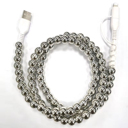 Silver Combo Beaded Cell Phone Charger *PRE ORDER*