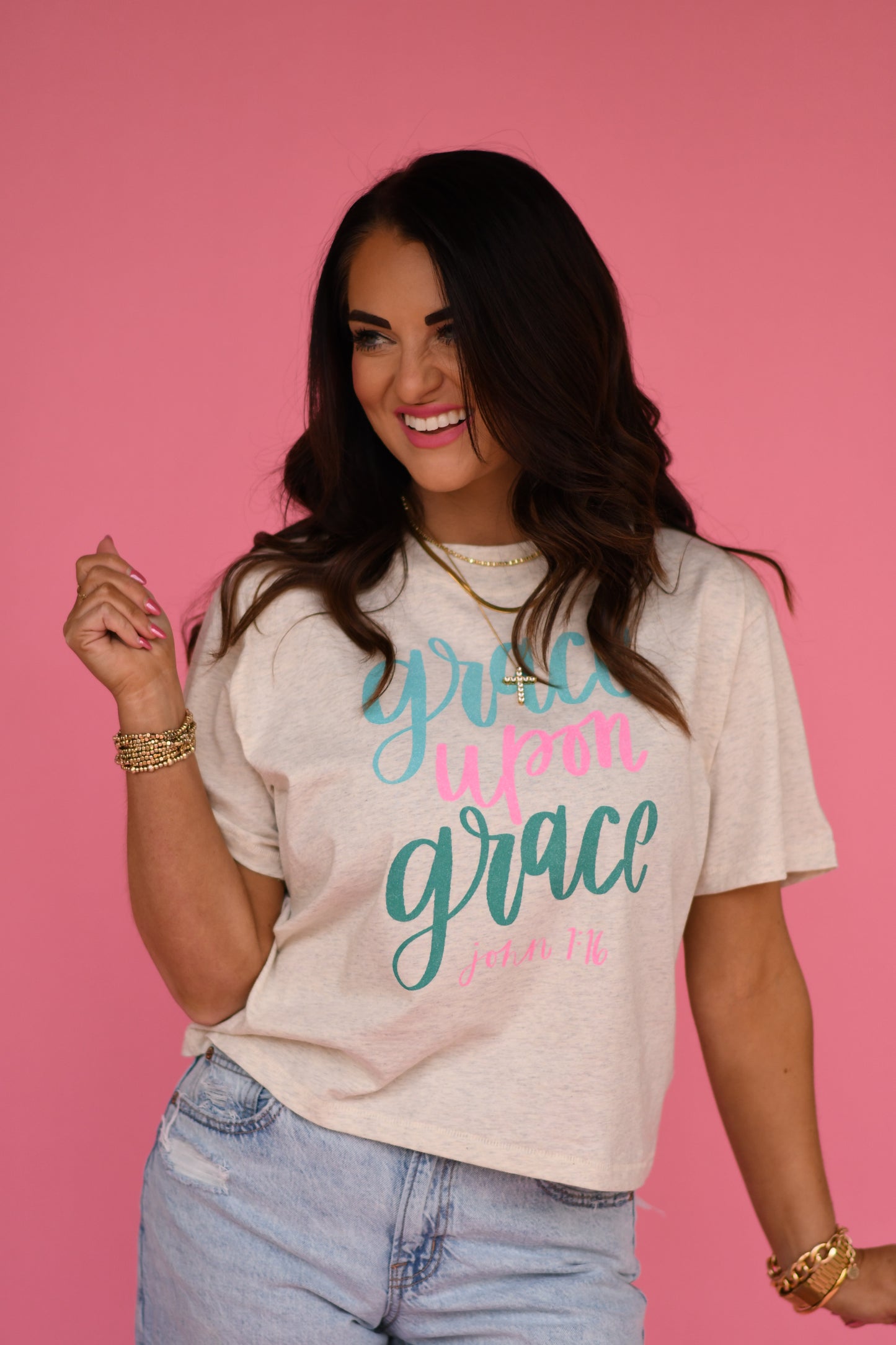 Grace Upon Grace Mock Neck Boxy Crop