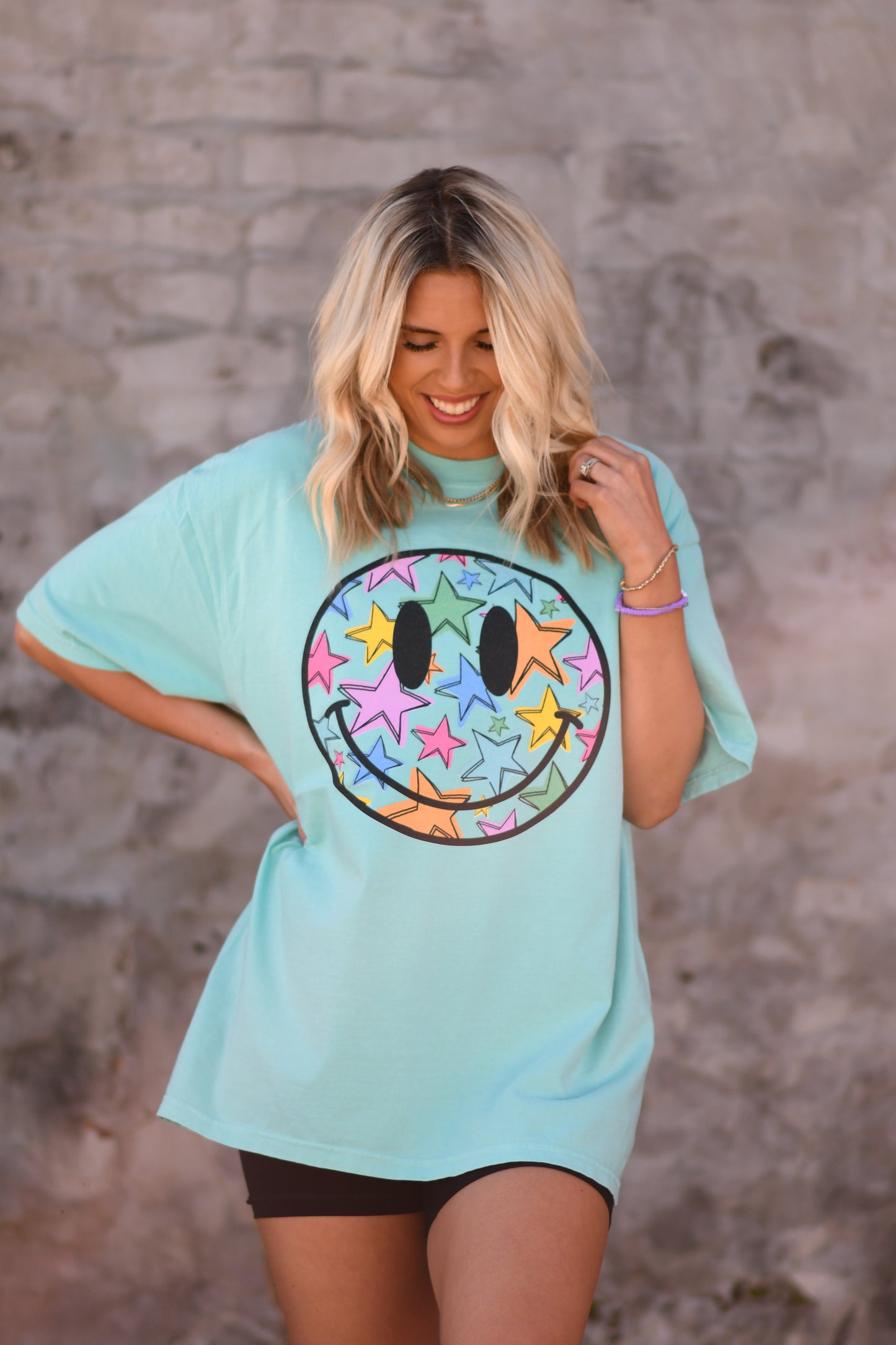 Neon Star Smiley Tee