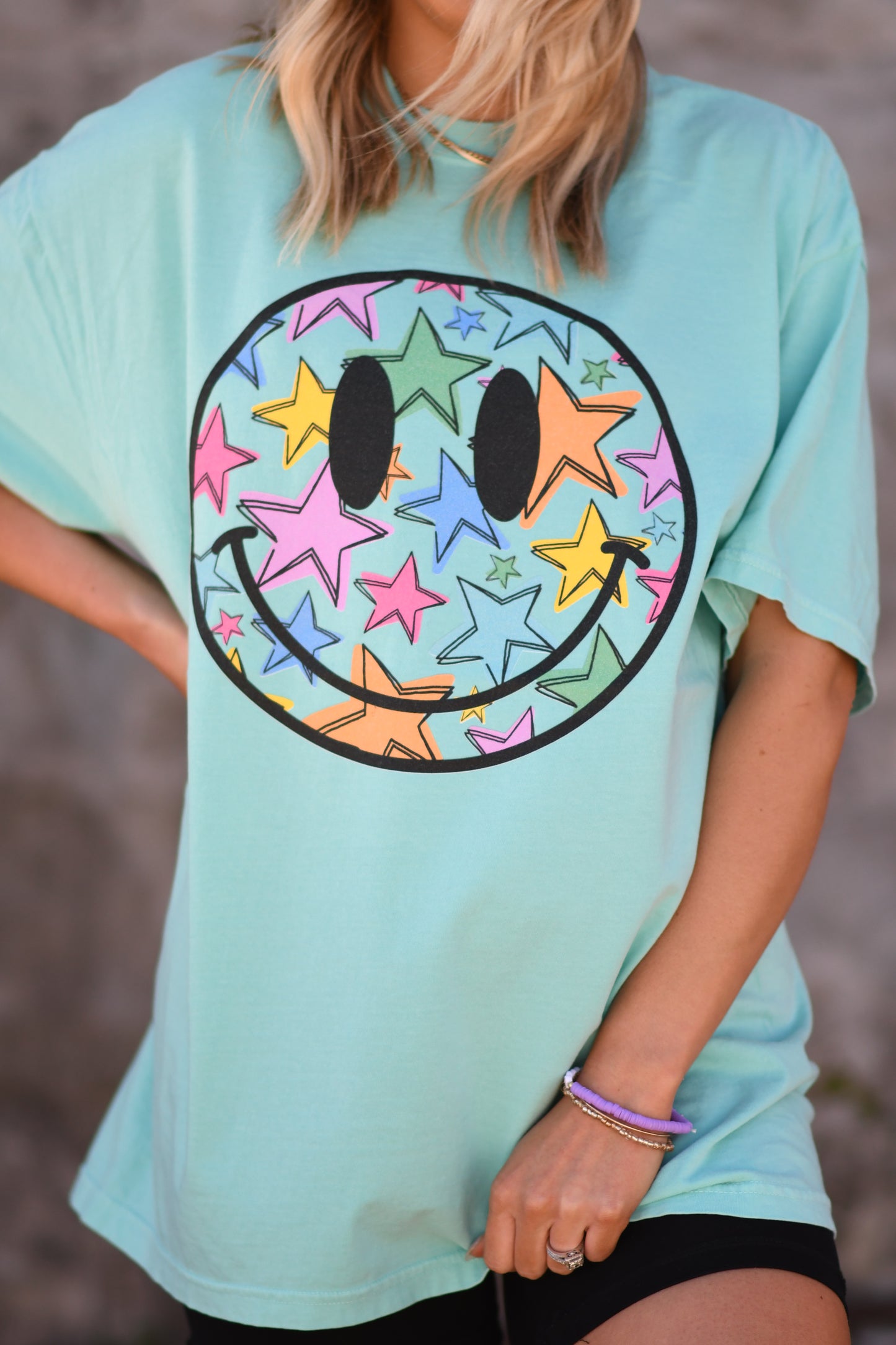 Neon Star Smiley Tee