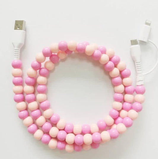 RTS Pink & Light Pink Combo Beaded Cell Phone Charger