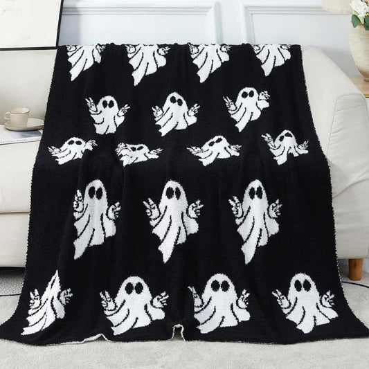 RTS Black Peace Sign Ghost Cloud Blanket