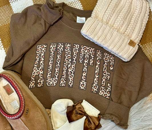Auntie Leopard Name Sweatshirt