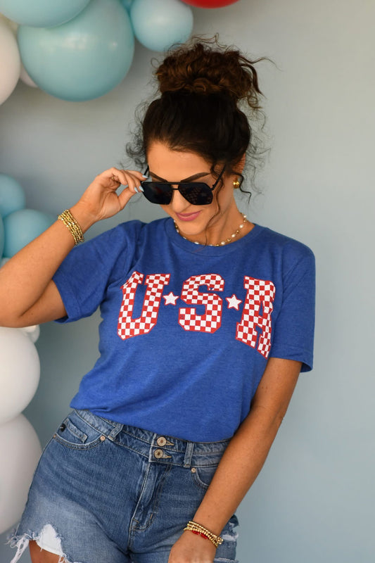 **SALE** USA Checkered Tee