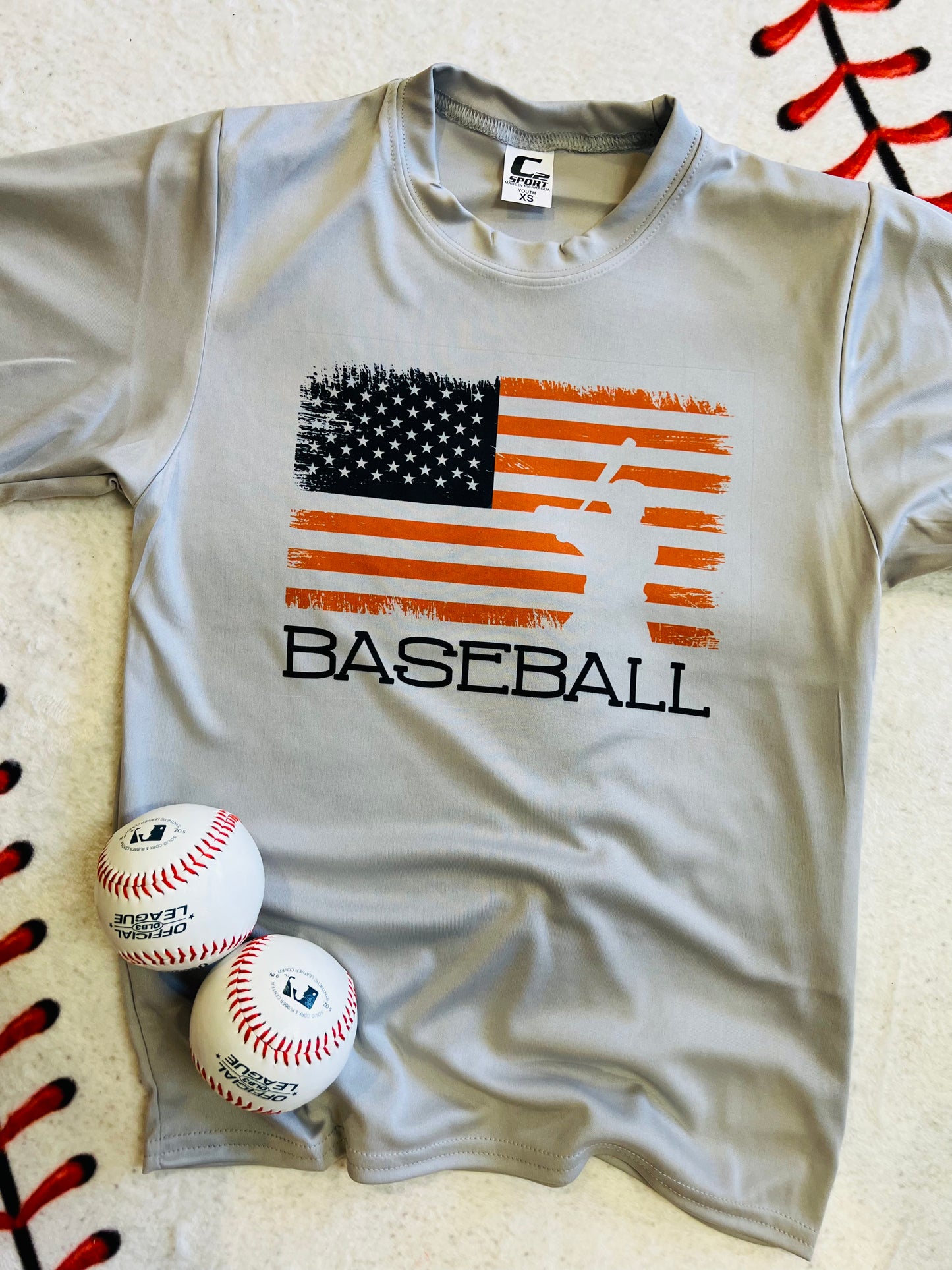 Orange & Black Baseball Flag Dri Fit Tee